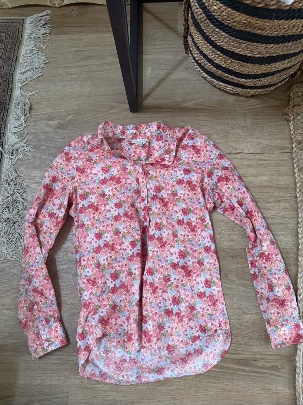 Garnet Hill Pink Floral Print Top